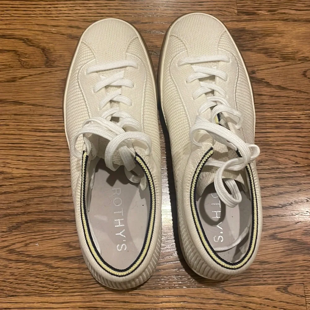Rothy's Cream Knit Lace-Up Sneakers